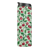 Rote Kirschen auf hellgrünem Gingham Thermosbecher (Nach rechts gedreht)