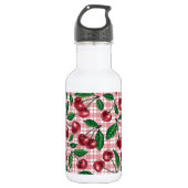 Rote Kirschen auf rosa Gingham Edelstahlflasche (Vorderseite)