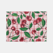 Rote Kirschen auf rosa Gingham Fleecedecke (Vorderseite (Horizontal))