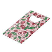 Rote Kirschen auf rosa Gingham Geldbeutel Flaschenöffner (Vorderseite Schrägansicht)