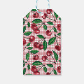 Rote Kirschen auf rosa Gingham Geschenkanhänger (Rückseite)