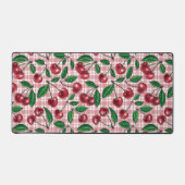 Rote Kirschen auf rosa Gingham Schreibtischunterlage (Vorderseite)