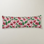 Rote Kirschen auf rosa Gingham Seitenschläferkissen (Rückseite)