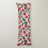 Rote Kirschen auf rosa Gingham Seitenschläferkissen (Rückseite (Vertikal))
