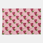 Rote Kirschen auf rosa mit Niedlichen weißen Punkt Geschirrtuch (Horizontal)