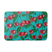 Rote Kirschen auf Türkis Badematte (Vorderseite)