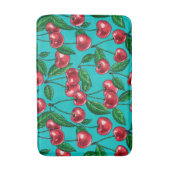 Rote Kirschen auf Türkis Badematte (Vorderseite Vertikal)