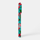 Rote Kirschen auf Türkis iPhone Hülle (Rechte Seite)