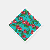 Rote Kirschen auf Türkis Serviette (Ecke)