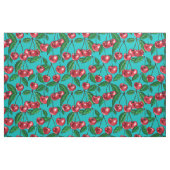 Rote Kirschen auf Türkis Stoff (Yard (91,4 cm))
