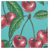 Rote Kirschen auf Türkis Stoff (Muster)