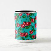 Rote Kirschen auf Türkis Tasse (Zentrum)