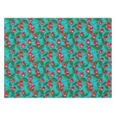 Rote Kirschen auf Türkis Tischdecke (Vorderseite (Horizontal))