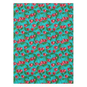 Rote Kirschen auf Türkis Tischdecke (Vorderseite)