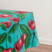 Rote Kirschen auf Türkis Tischdecke (Beispiel)