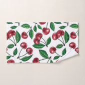 Rote Kirschen auf Weiß Badhandtuch Set (Handtuch)