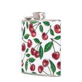 Rote Kirschen auf Weiß Flachmann (Links)