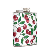 Rote Kirschen auf Weiß Flachmann (Rechts)