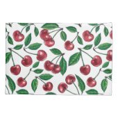 Rote Kirschen auf Weiß Kissenbezug (Rückseite-Links)