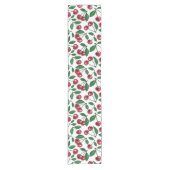 Rote Kirschen auf Weiß Kurzer Tischläufer (Vorderseite)