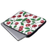 Rote Kirschen auf Weiß Laptopschutzhülle (Vorne Knopf)