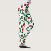 Rote Kirschen auf Weiß Leggings (Rechts)
