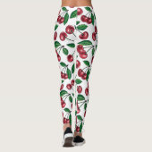 Rote Kirschen auf Weiß Leggings (Rückseite)