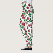Rote Kirschen auf Weiß Leggings (Links)