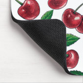 Rote Kirschen auf Weiß Mousepad (Ecke)