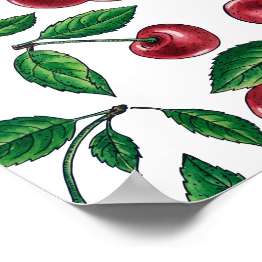 Rote Kirschen auf Weiß Poster (Ecke)