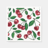Rote Kirschen auf Weiß Serviette (Vorderseite)