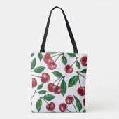 Rote Kirschen auf Weiß Tasche (Rückseite)