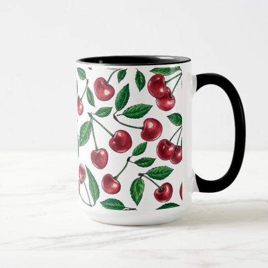 Rote Kirschen auf Weiß Tasse (Rechts)