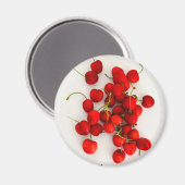 Rote Kirschen auf weißer Seite Magnet (Vorderseite/Rückseite)