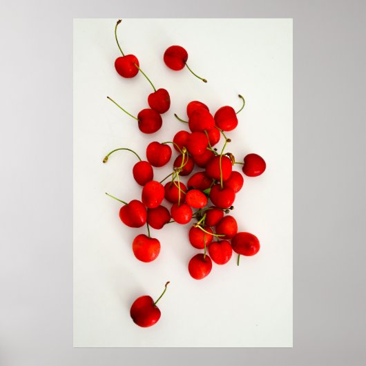 Rote Kirschen auf weißer Seite Poster (Vorne)