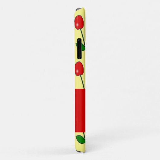 Rote Kirschen aus individuelle Name auf Gelb Case-Mate iPhone Hülle (Hinten/Rechts)