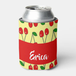 Rote Kirschen aus individuelle Name auf Gelb Dosenkühler