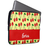 Rote Kirschen aus individuelle Name auf Gelb Laptopschutzhülle (Vorne Rechts)