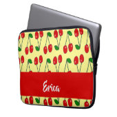 Rote Kirschen aus individuelle Name auf Gelb Laptopschutzhülle (Vorderseite Links)