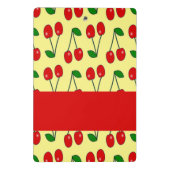 Rote Kirschen aus individuelle Name auf Gelb Mini Klemmbrett (Rückseite)