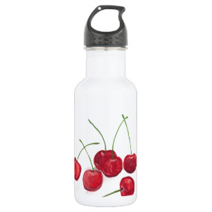 Rote Kirschen Frucht Aquarell Foodie Vegan Essen Trinkflasche