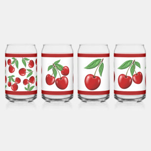 Rote Kirschen Frucht Sortierte Designs Dose Glas S
