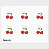 Rote Kirschen Früchte personalisieren Name Runder Aufkleber (Blatt)