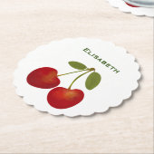 Rote Kirschen Früchte personalisieren Name Untersetzer (angewinkelt)