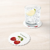 Rote Kirschen Früchte personalisieren Name Untersetzer (Vor Ort)