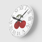 Rote Kirschen Fruchtillustration Runde Wanduhr (Winkel)