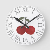 Rote Kirschen Fruchtillustration Runde Wanduhr (Vorderseite)