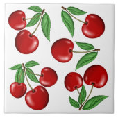 Rote Kirschen Fruchtmuster Fliese (Vorderseite)