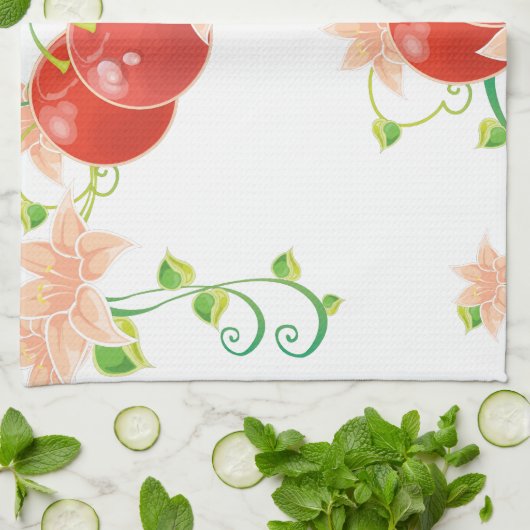 Rote Kirschen Geschirrtuch (Gefaltet)