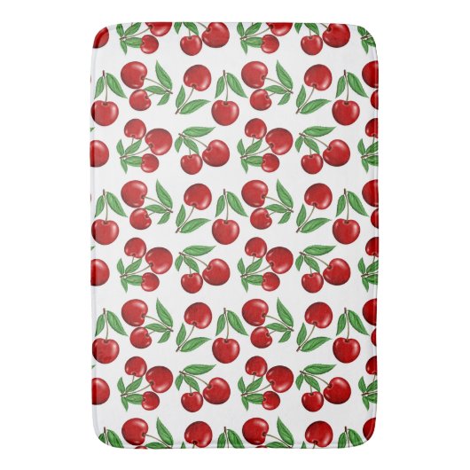 Rote Kirschen Grafik über das gesamte Muster Badematte (Vorderseite Vertikal)